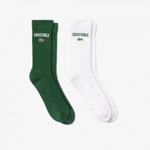 Men's Lacoste 2-Pack Socks White Green | EVW475968