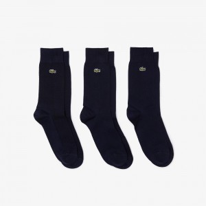 Men's Lacoste 3-Pack High-Cut Socks Navy Blue | SRZ196820