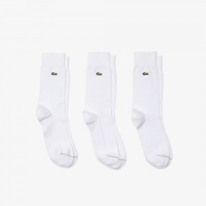 Men's Lacoste 3-Pack High-Cut Socks White | EMB374902