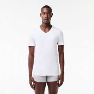 Men's Lacoste 3-Pack Loungewear T-Shirt White | DJQ460137