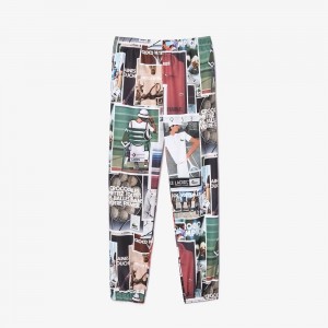 Men's Lacoste 70's Print Water Resistant Sweatpants Multicolor | YGS183765