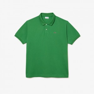 Men's Lacoste Big Fit Cotton Petit Piqué Polo Shirts Tarragon Green | MTZ749061