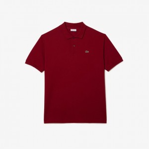 Men's Lacoste Big Fit Cotton Petit Piqué Polo Shirts Bordeaux | CQJ451932