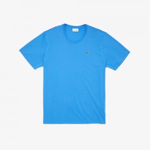 Men's Lacoste Big Fit Crew Neck Cotton Jersey T-Shirt Ethereal blue | GCQ257904