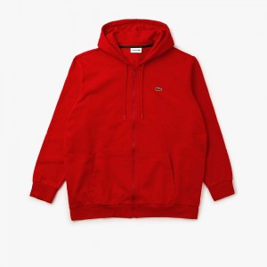 Men's Lacoste Big Fit Fleece Hoodie Red | MVO720548