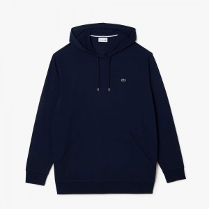 Men's Lacoste Big Fit Hooded T-Shirt Navy Blue | FIE389570