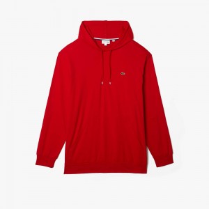 Men's Lacoste Big Fit Hooded T-Shirt Red | GKR198705