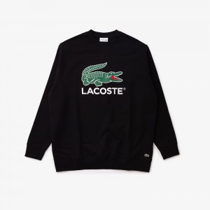 Men's Lacoste Big Fit Printed Sweatshirt Black | MWE230619