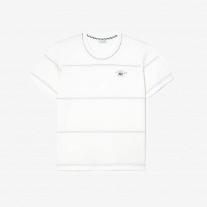 Men's Lacoste Big Fit Ribbed Collar T-Shirt White | NFO972306