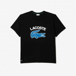 Men's Lacoste Big Fit XXL Logo T-Shirt Black | LHU857260