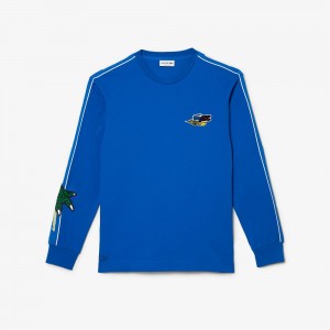 Men's Lacoste Branded Band T-Shirt Blue | JHZ730284