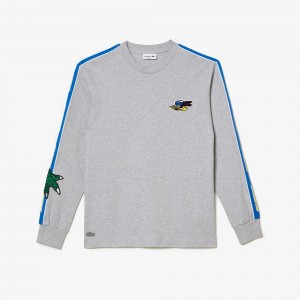 Men's Lacoste Branded Band T-Shirt Grey Chine | NBG628340