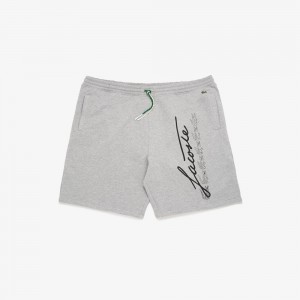 Men's Lacoste Branded Cotton Shorts Grey Chine | FOM074318