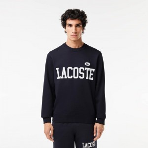 Men's Lacoste Branded Fleece Sweatshirt Abysm blue | LJC674052