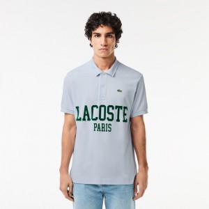 Men's Lacoste Branded Piqué Polo Shirts Phoenix blue | KVY784650