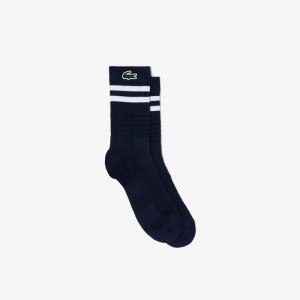 Men's Lacoste Breathable Jersey Tennis Socks Navy Blue White | QHU093876