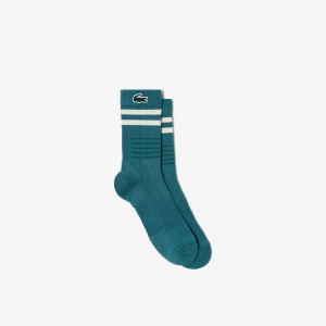 Men's Lacoste Breathable Jersey Tennis Socks Blue White | HGD256930