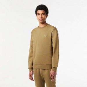 Men's Lacoste Brushed Fleece Sweatshirt Brown | XSP832491