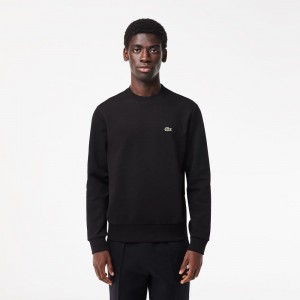 Men's Lacoste Brushed Fleece Sweatshirt Black | ACS704652