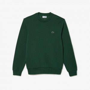 Men's Lacoste Brushed Fleece Sweatshirt Dark Green | AMW839627