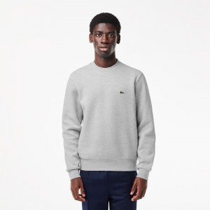 Men's Lacoste Brushed Fleece Sweatshirt Grey Chine | QEJ948531