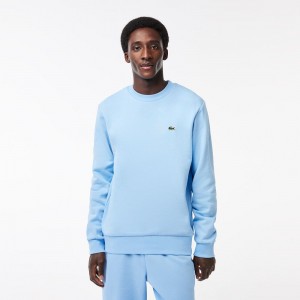 Men's Lacoste Brushed Fleece Sweatshirt Pastel blue | YLP762984