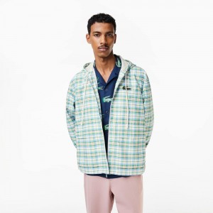 Men's Lacoste Checked Jackets White | PHI370195