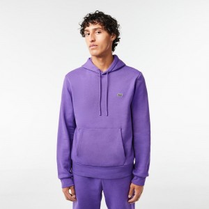 Men's Lacoste Classic Fit Cotton Blend Hoodie Purple | COR794286