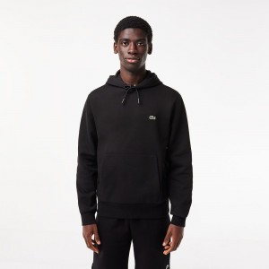 Men's Lacoste Classic Fit Cotton Blend Hoodie Black | WYX982304