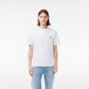 Men's Lacoste Classic Fit Cotton Jersey T-Shirt White | MAX270534