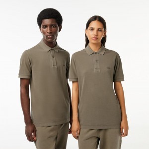 Men's Lacoste Classic Fit Cotton Piqué Polo Shirts Khaki Green | SNJ859147