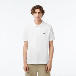 Men's Lacoste Classic Fit Heavy Cotton Piqué L.12.21 Polo Shirts White | DVR379214