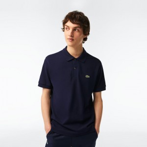 Men's Lacoste Classic Fit Heavy Cotton Piqué L.12.21 Polo Shirts Navy Blue | RKG021687