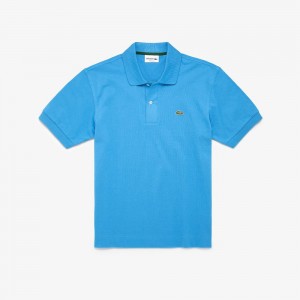 Men's Lacoste Classic Fit Heavy Cotton Piqué L.12.21 Polo Shirts Blue | QRJ564139