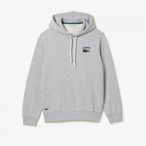 Men's Lacoste Classic Fit Hoodie Grey Chine | QCG857123