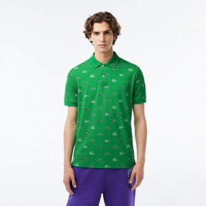 Men's Lacoste Classic Fit Multi Croc Original L.12.12 Polo Shirts Green | OKP194072