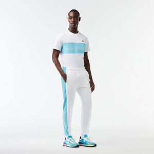 Men's Lacoste Colorblock Sweatpants White Blue | OSR948351