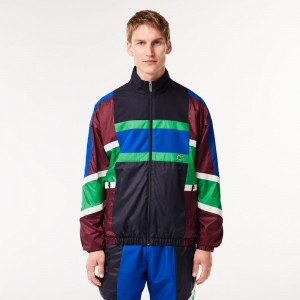 Men's Lacoste Colorblock Track Jackets Navy Blue White | FXV630254