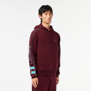 Men's Lacoste Contrast Details Hoodie Bordeaux Blue | TJS397280