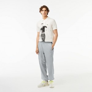 Men's Lacoste Contrast Details Relaxed Fit Sweatpants Grey White | KUG706514