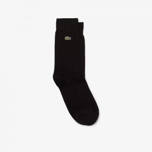 Men's Lacoste Cotton Blend High-Cut Socks Black | OXD341958