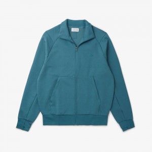 Men's Lacoste Cotton Blend Zip-Up Sweatshirt Hydro blue | CPV781245