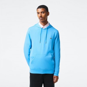 Men's Lacoste Cotton Jersey Hooded T-Shirt Blue | OTF106475