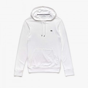 Men's Lacoste Cotton Jersey Hooded T-Shirt White | VPX503781