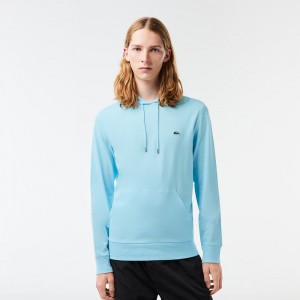 Men's Lacoste Cotton Jersey Hooded T-Shirt Agrion blue | XFJ807145