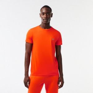 Men's Lacoste Crew Neck Pima Cotton Jersey T-Shirt Sunrise orange | OVT945863