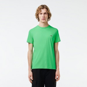 Men's Lacoste Crew Neck Pima Cotton Jersey T-Shirt Green | RBH627804