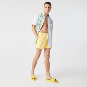 Men's Lacoste Crocodile Mesh-Lined Swim Trunks Napolitan yellow | EOH710683