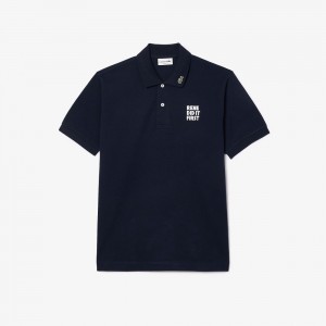 Men's Lacoste Embroidered Polo Shirts Navy Blue | TUC512934