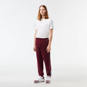 Men's Lacoste Embroidered Regular Fit Sweatpants Bordeaux Blue | WPH720485